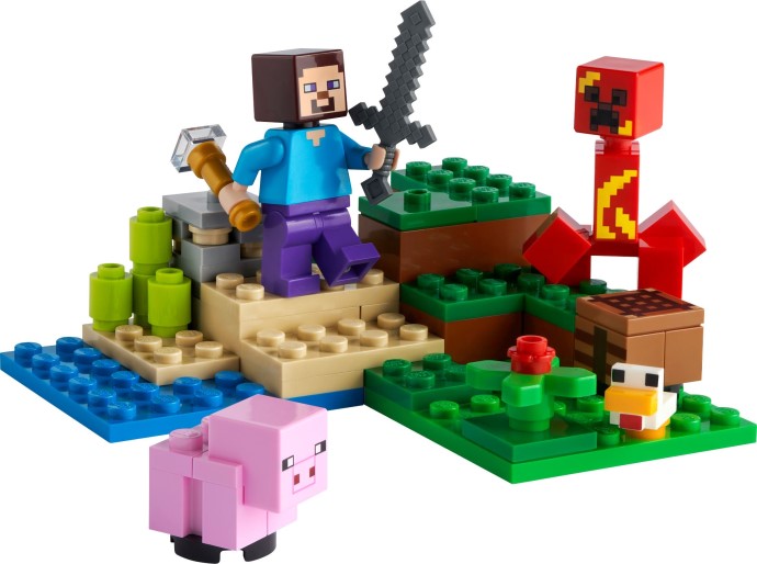 LEGO Minecraft: 21177 Minecraft The Creeper Ambush Building Toy With Steve, Baby Pig & Chicken Figures, Gift Kids, Boys And Girls Age 7 Plus Years Old (21177) - New Sealed - close-up