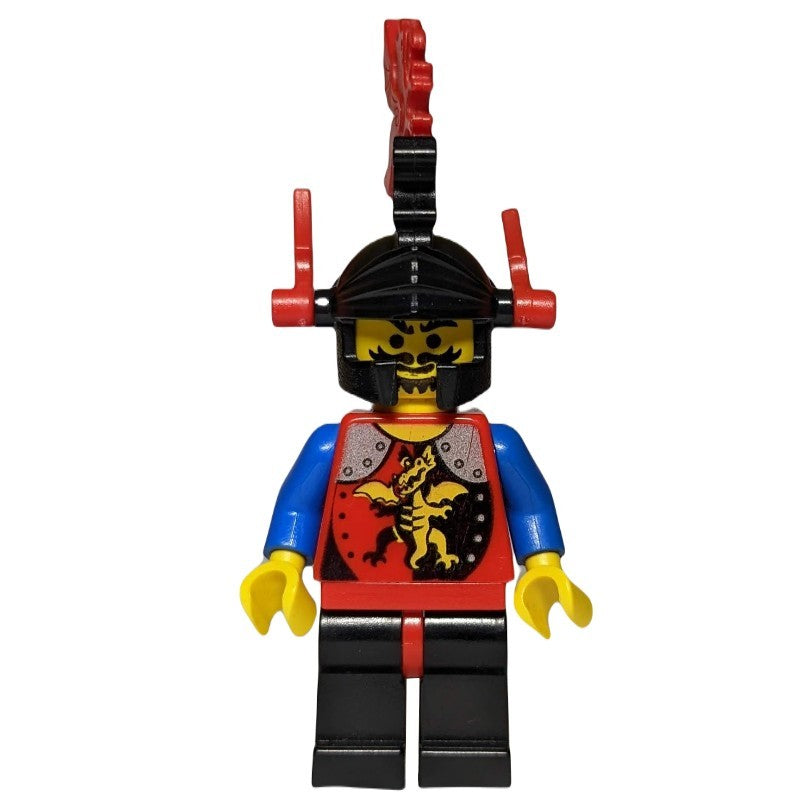 LEGO Dragon Knights - Knight 2, Black Legs with Red Hips, Black Dragon Helmet, Yellow Plumes (cas018) - Complete - built set