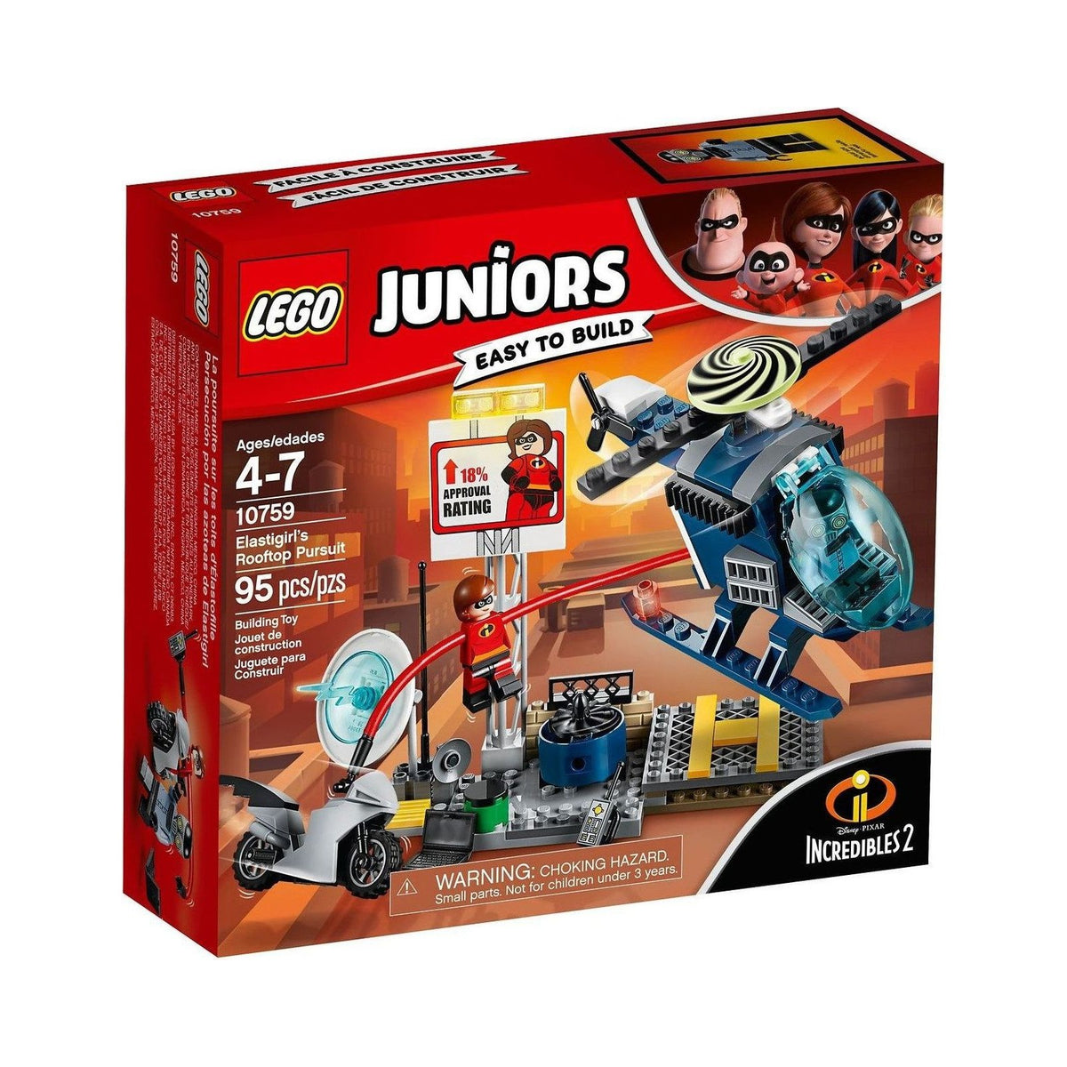LEGO Juniors: Elastigirl's Rooftop Pursuit (10759) - New Sealed - box front