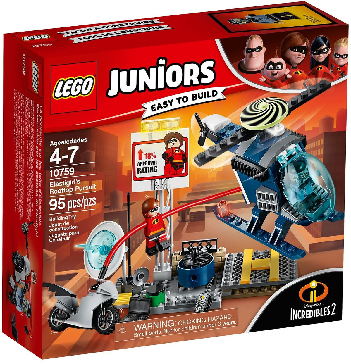 LEGO Juniors: Elastigirl's Rooftop Pursuit (10759) - New Sealed - box front