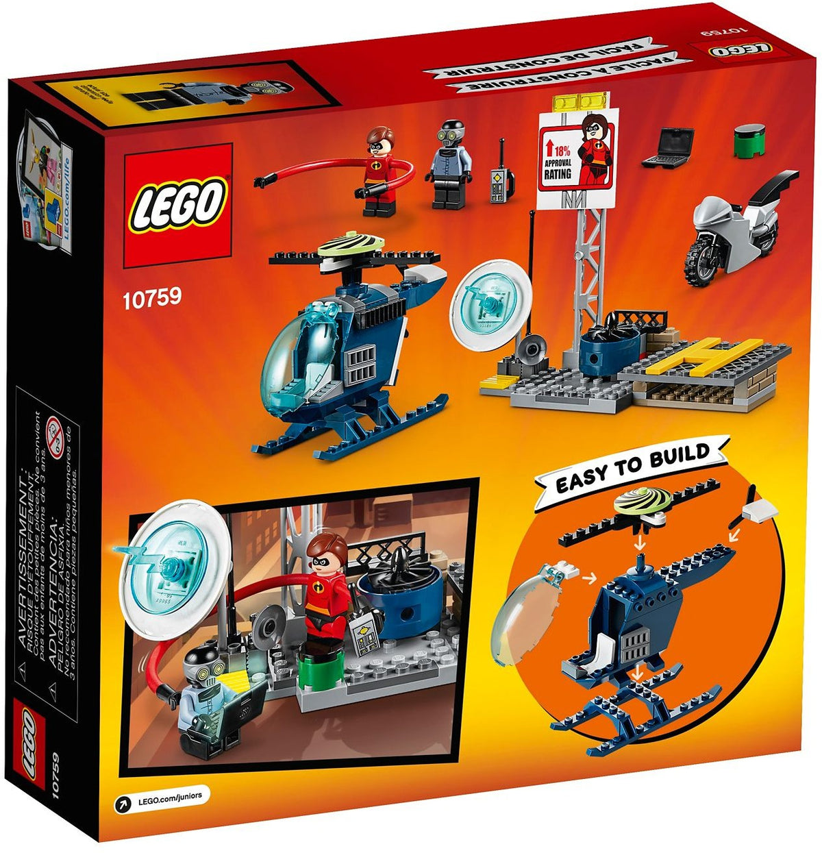 LEGO Juniors: Elastigirl's Rooftop Pursuit (10759) - New Sealed - set details