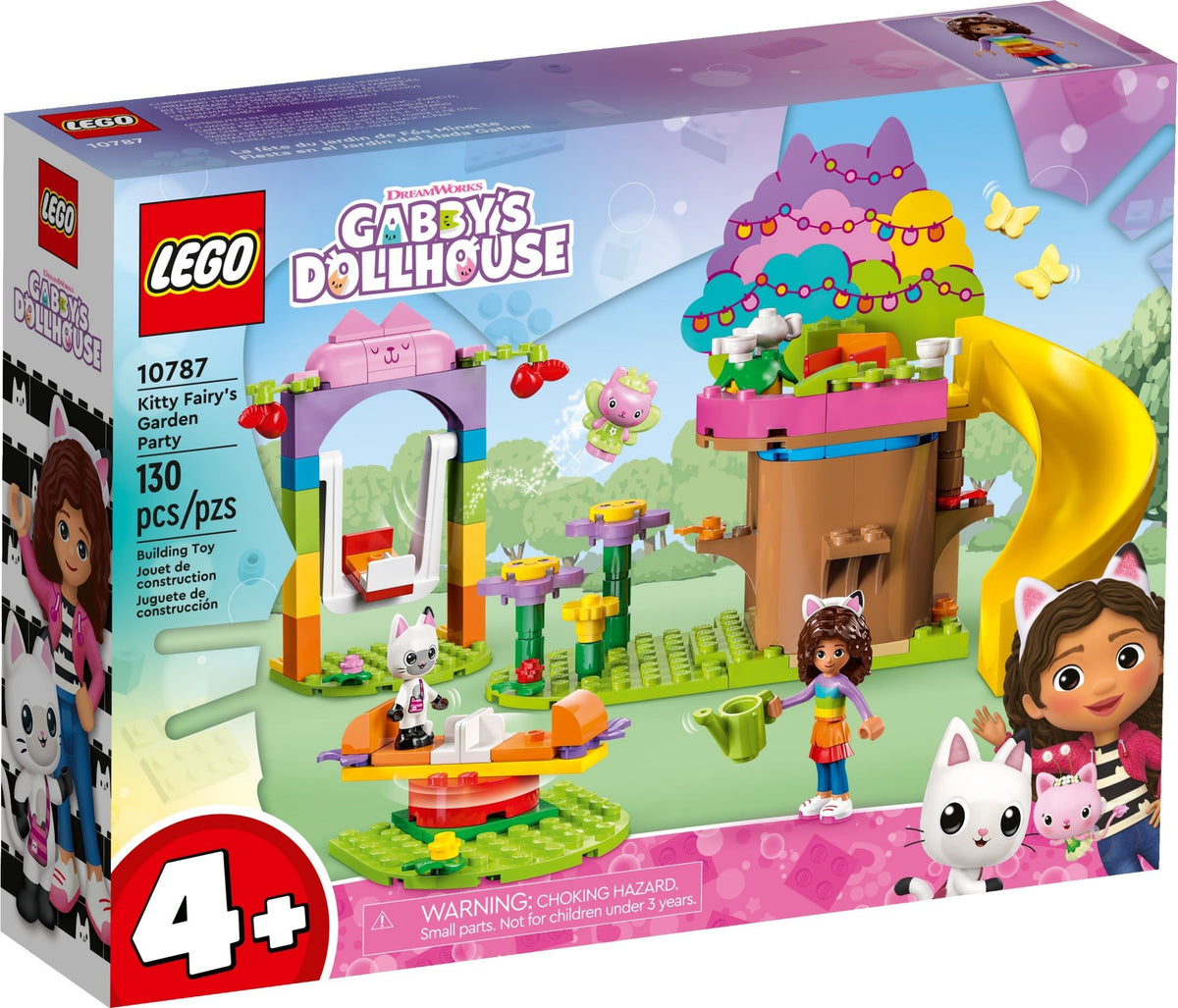 LEGO Gabby's Dollhouse: Gabby's Dollhouse Kitty Fairy's Garden Party Toy Playset with Gabby & Pandy Paws Figures plus Tree House, Swing, Slide & Roundabout, Gift for Girls, Boys & Kids Aged 4 Plus Years Old 10787 (10787) - New Sealed - box front