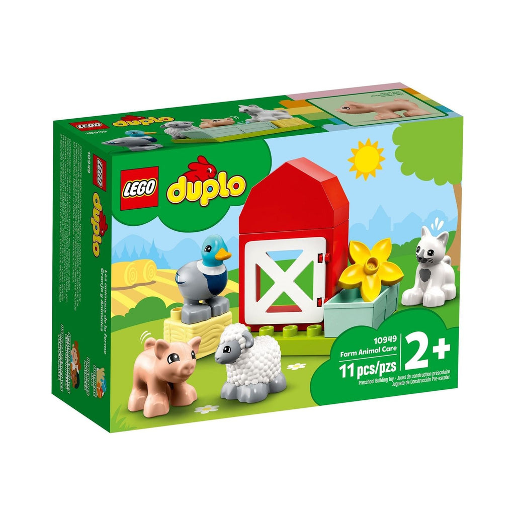 LEGO Duplo: 10949 DUPLO Town Farm Animal Care Toy Toddlers, Girls And Boys 2 Plus Years Old With Duck, Pig, Sheep & Cat Figures, Early Development Toys (10949) - New Sealed - box front