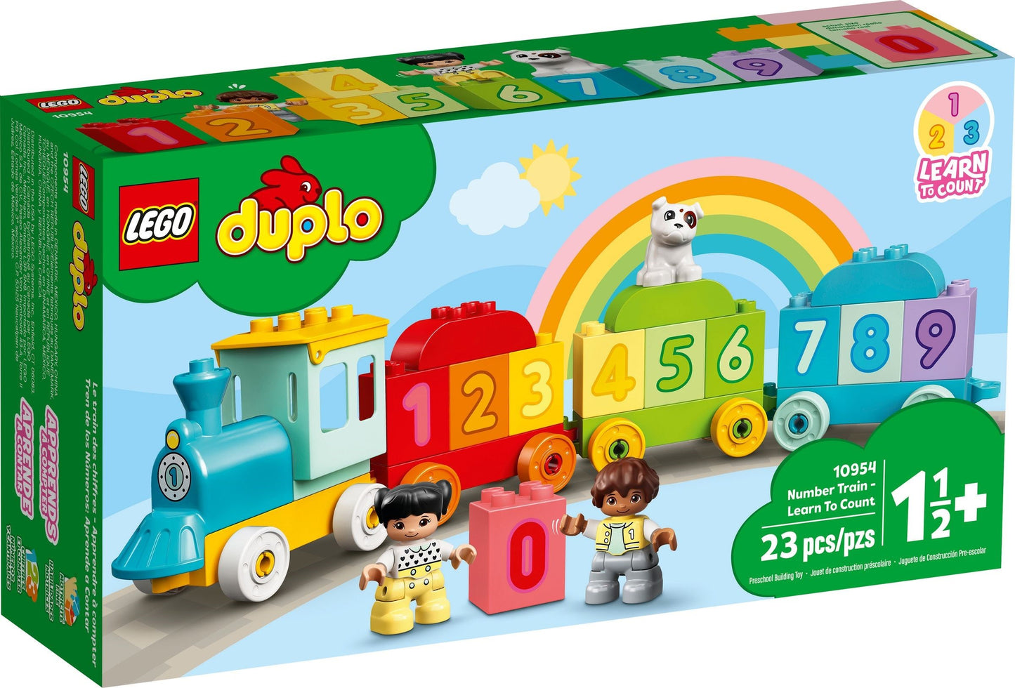 LEGO Duplo: DUPLO Number Train - Learn To Count - Educational Learning Toy for Toddlers - incl. Colourful Number Bricks and 2 Figures - Gift for 1+ Year Old Boys & Girls - 10954 (10954) - New Sealed - box front