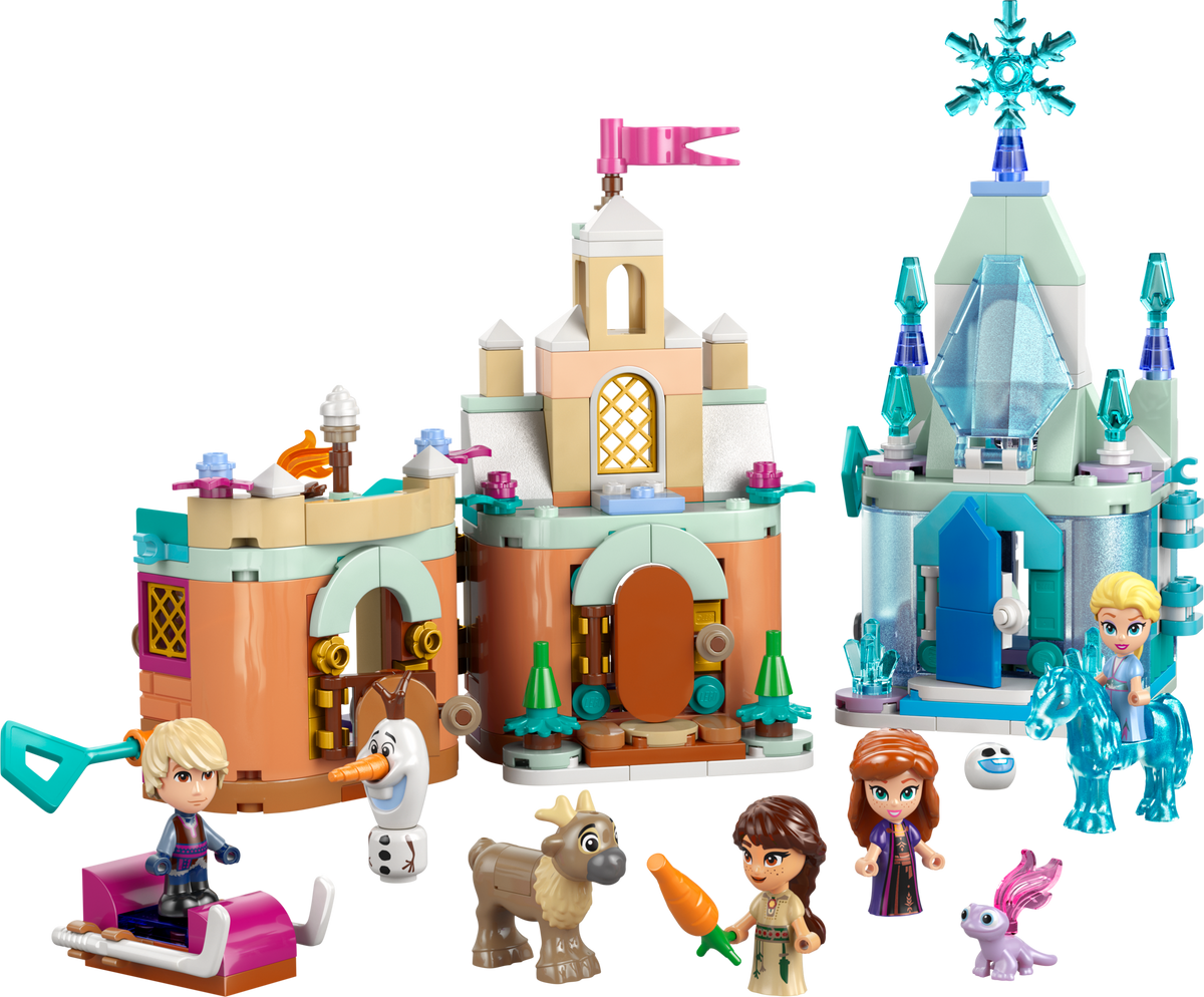 LEGO Disney: ǀ Disney Frozen Mini Arendelle Castle & Elsa’s Ice Palace. - 2 Lockable Castle Toys with 4 Micro Dolls incl. Anna & Elsa, plus Animal Figures - Gift for 5+ Year Old Girls - 43278 (43278) - New Sealed - box front