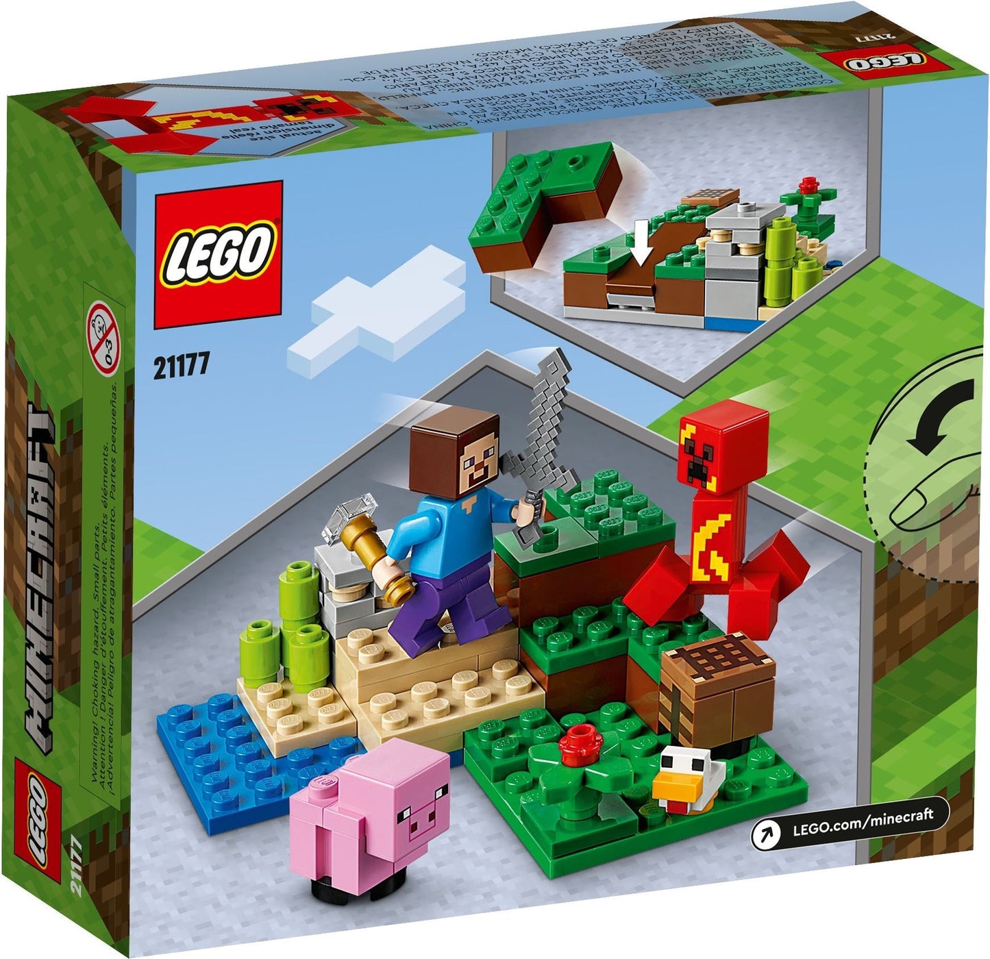 LEGO Minecraft: 21177 Minecraft The Creeper Ambush Building Toy With Steve, Baby Pig & Chicken Figures, Gift Kids, Boys And Girls Age 7 Plus Years Old (21177) - New Sealed - set details