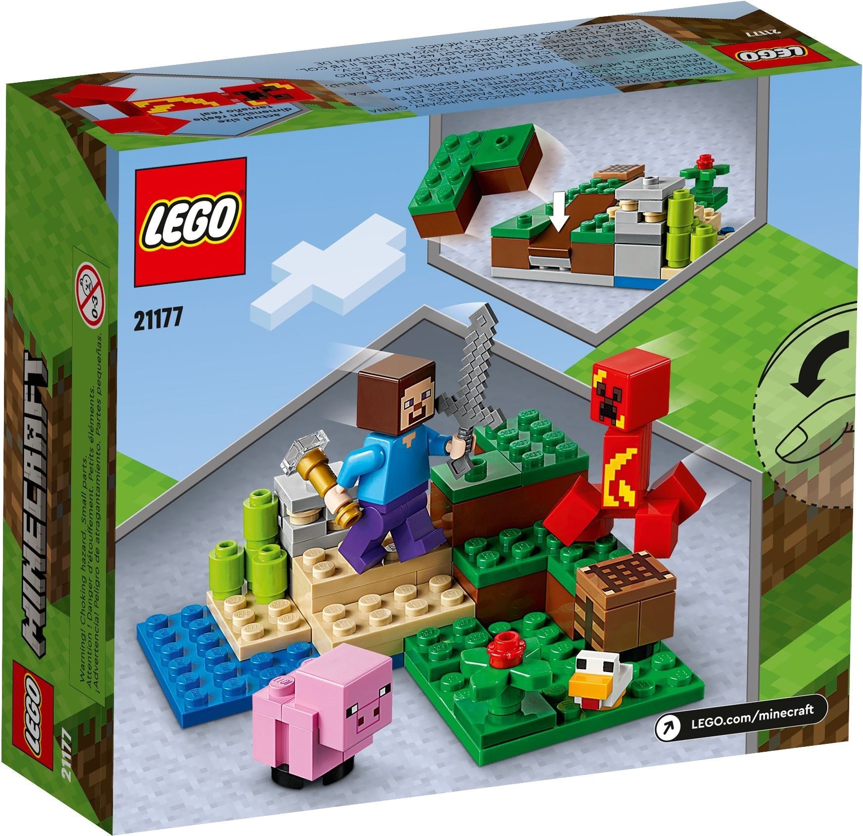 LEGO Minecraft: 21177 Minecraft The Creeper Ambush Building Toy With Steve, Baby Pig & Chicken Figures, Gift Kids, Boys And Girls Age 7 Plus Years Old (21177) - New Sealed - set details