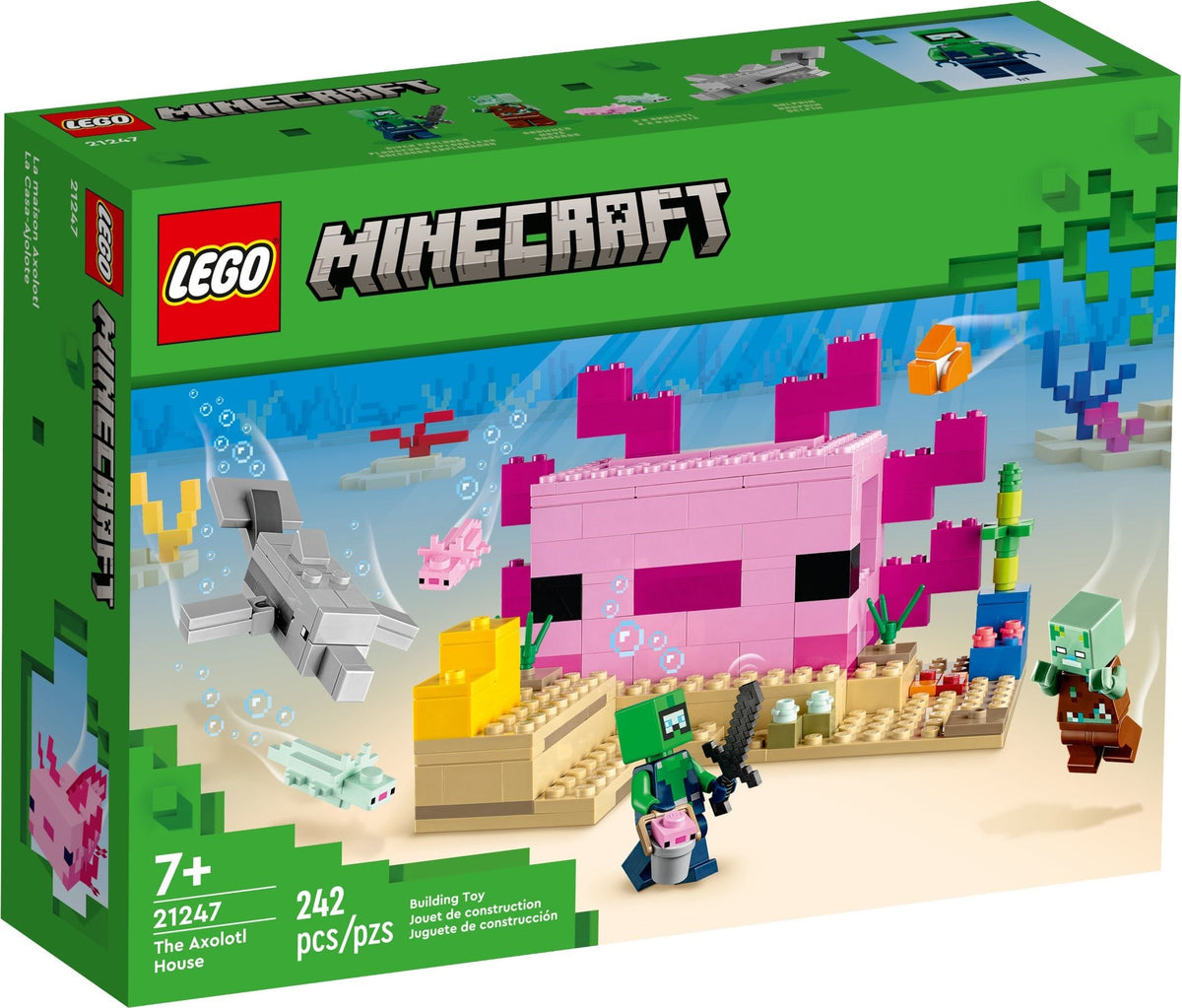 LEGO Minecraft: The Axolotl House (21247) - New Sealed - box front