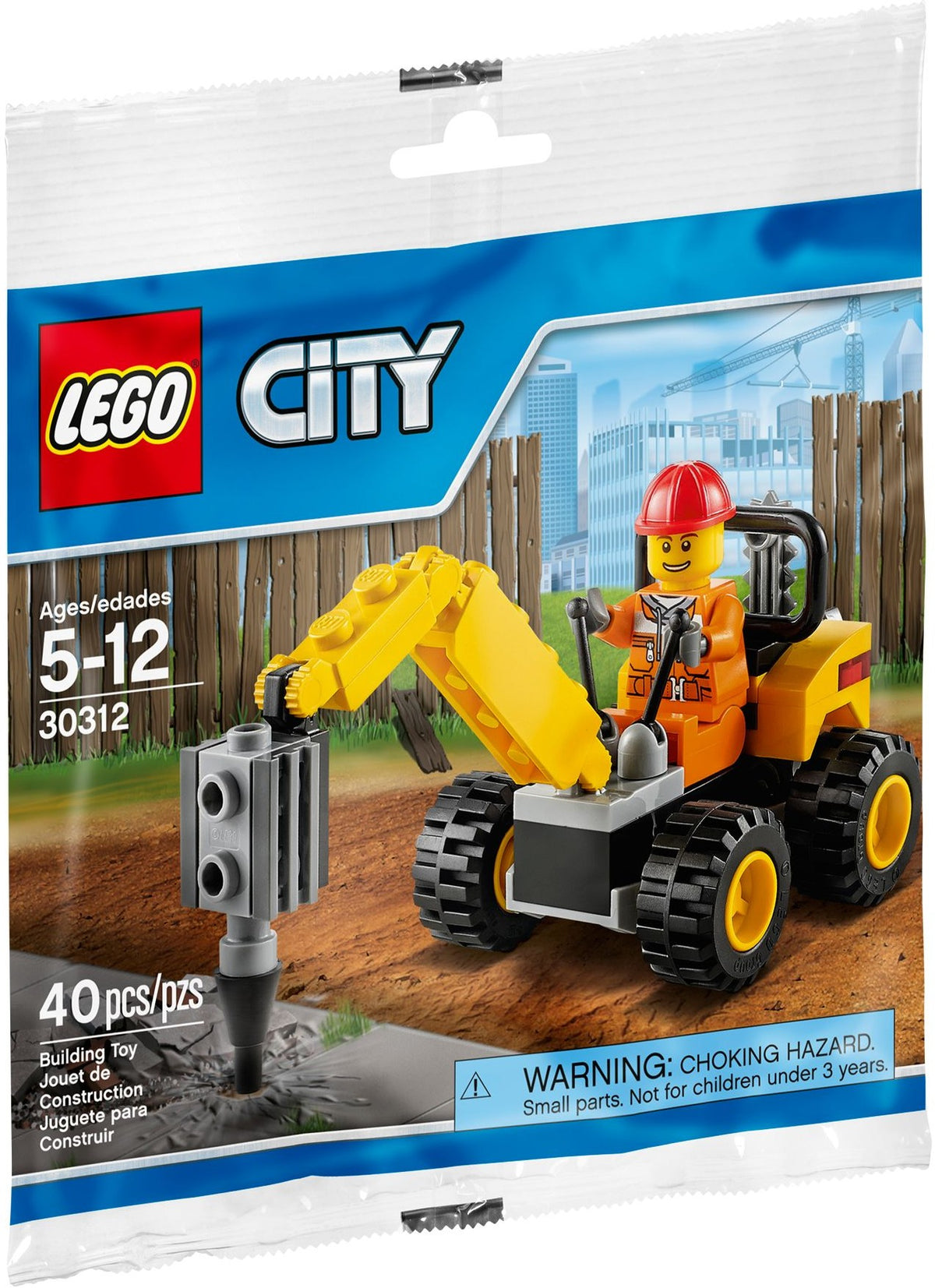 LEGO City: 30312 City Demolition Driller Polybag (30312) - New Sealed - built set
