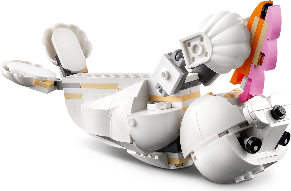 LEGO Creator: 31133 Creator 3in1 White Rabbit Animal Toy Building Set, Bunny to Seal and Parrot Figures, Bricks Construction Toys for Kids Aged 8 Plus Years Old (31133) - New Sealed - close-up
