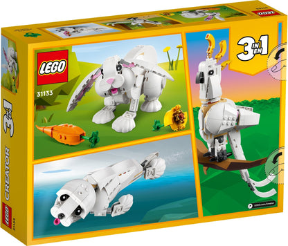 LEGO Creator: 31133 Creator 3in1 White Rabbit Animal Toy Building Set, Bunny to Seal and Parrot Figures, Bricks Construction Toys for Kids Aged 8 Plus Years Old (31133) - New Sealed - rear view