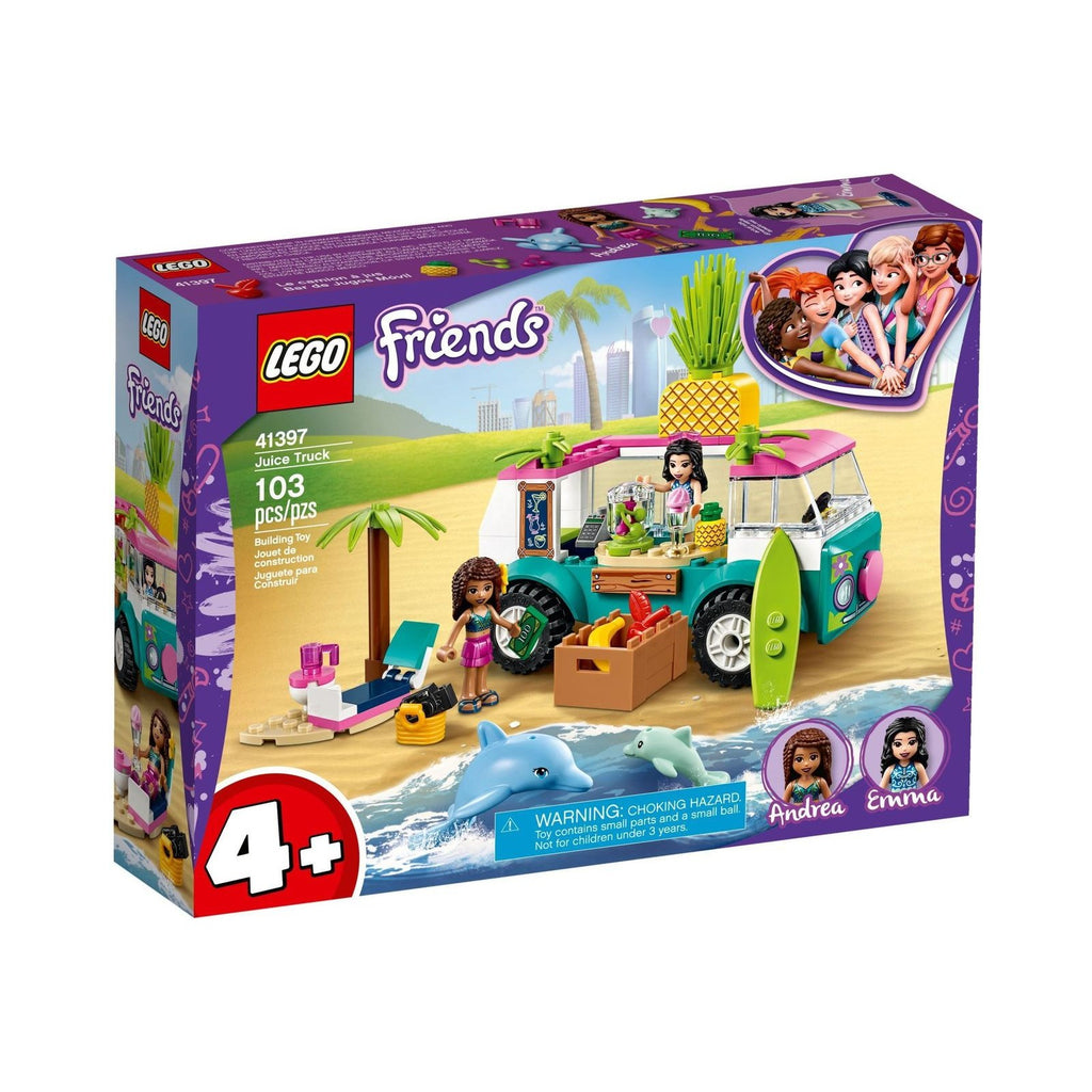 LEGO Friends: 41397 Friends Juice Truck Toy Playset with Emma, 2 Dolphins and Beach Scene, for Preschool Kids 4 + Year Old (41397) - New Sealed - box front