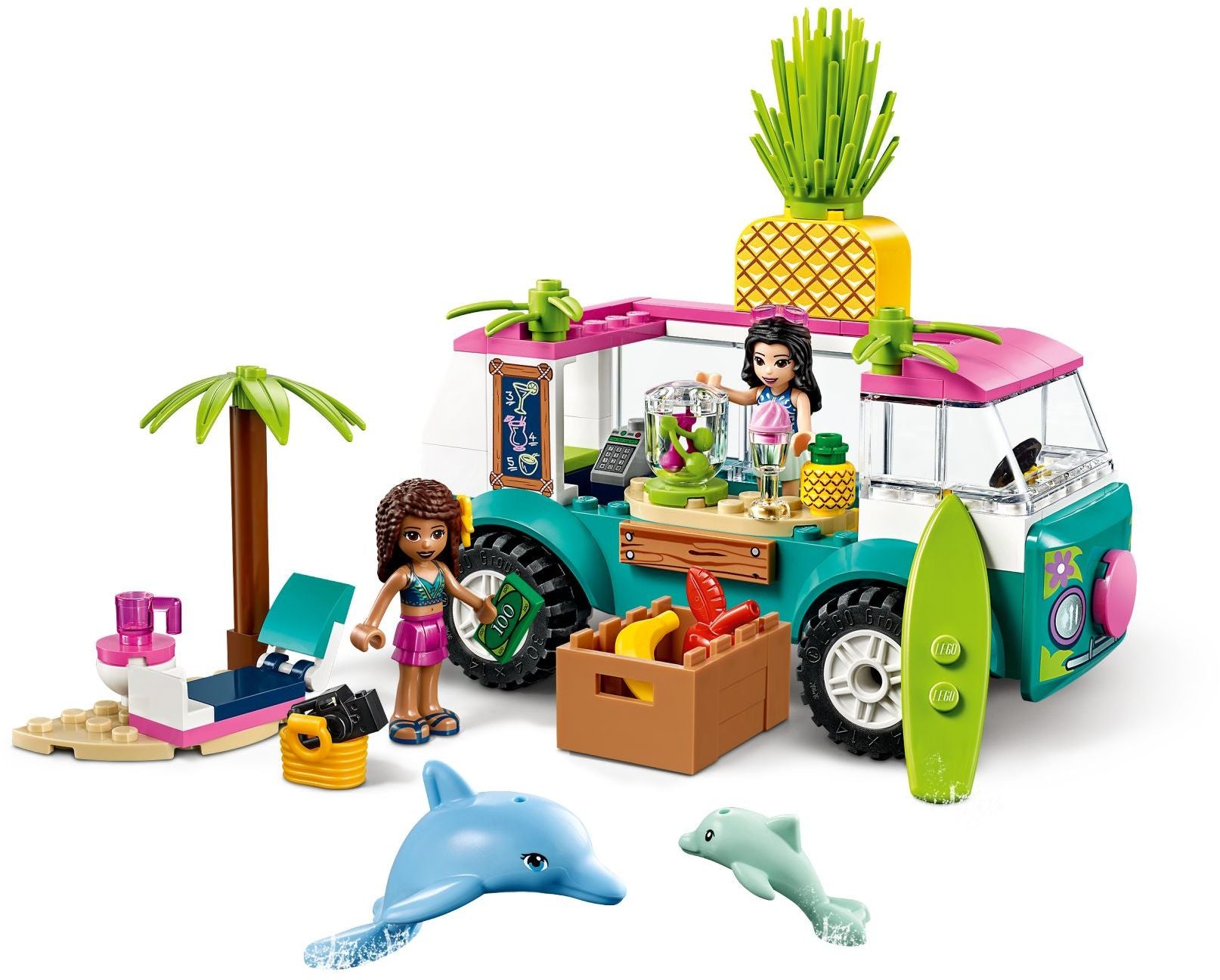 LEGO Friends: 41397 Friends Juice Truck Toy Playset with Emma, 2 Dolphins and Beach Scene, for Preschool Kids 4 + Year Old (41397) - New Sealed - built set