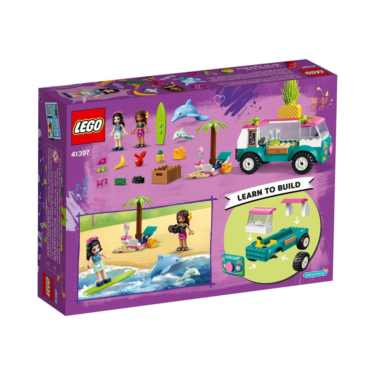 LEGO Friends: 41397 Friends Juice Truck Toy Playset with Emma, 2 Dolphins and Beach Scene, for Preschool Kids 4 + Year Old (41397) - New Sealed - set details