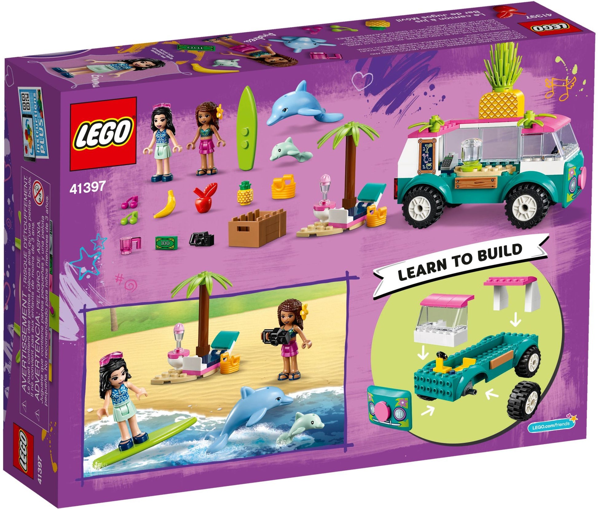 LEGO Friends: 41397 Friends Juice Truck Toy Playset with Emma, 2 Dolphins and Beach Scene, for Preschool Kids 4 + Year Old (41397) - New Sealed - set details