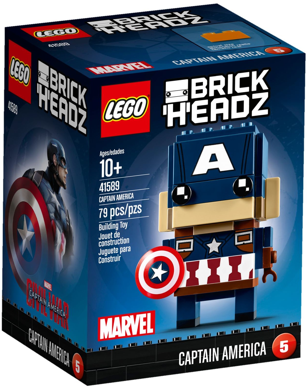 LEGO Brickheadz: BrickHeadz Captain America 41589 Building Kit (41589) - New Sealed - box front