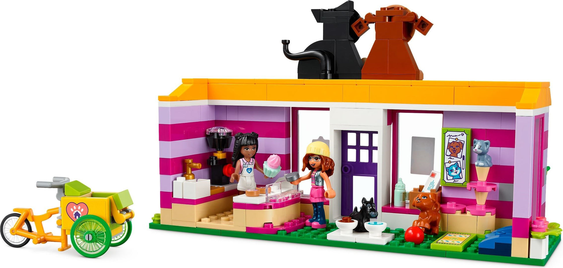 LEGO Friends: Friends Pet Adoption Café 41699 Building Kit; Birthday Gift Idea Comes with Olivia and Priyanka Mini-Dolls, 2 Dogs and 1 Cat Toy; For Kids Aged 6+ (292 Pieces) (41699) - New Sealed - built set