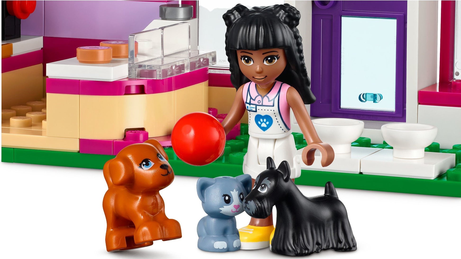 LEGO Friends: Friends Pet Adoption Café 41699 Building Kit; Birthday Gift Idea Comes with Olivia and Priyanka Mini-Dolls, 2 Dogs and 1 Cat Toy; For Kids Aged 6+ (292 Pieces) (41699) - New Sealed - minifigures