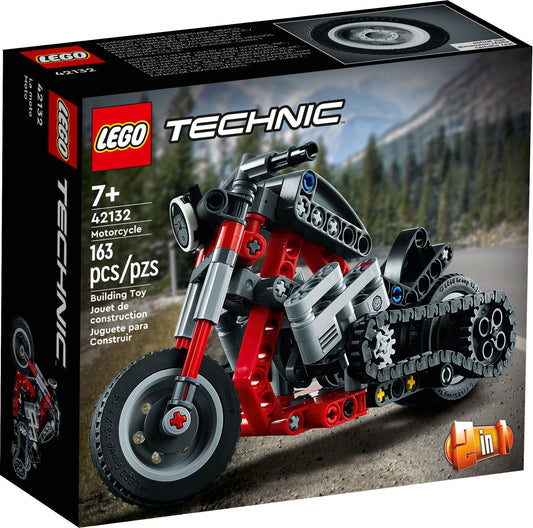LEGO Technic: Technic Motorcycle 42132 Model Building Kit; Give Kids a Treat with This Motorcycle Model; 2-in-1 Toy for Kids Aged 7+ (163 Pieces) (42132) - New Sealed - box front
