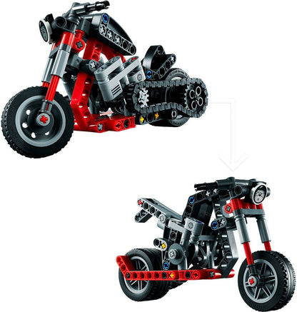 LEGO Technic: Technic Motorcycle 42132 Model Building Kit; Give Kids a Treat with This Motorcycle Model; 2-in-1 Toy for Kids Aged 7+ (163 Pieces) (42132) - New Sealed - minifigures