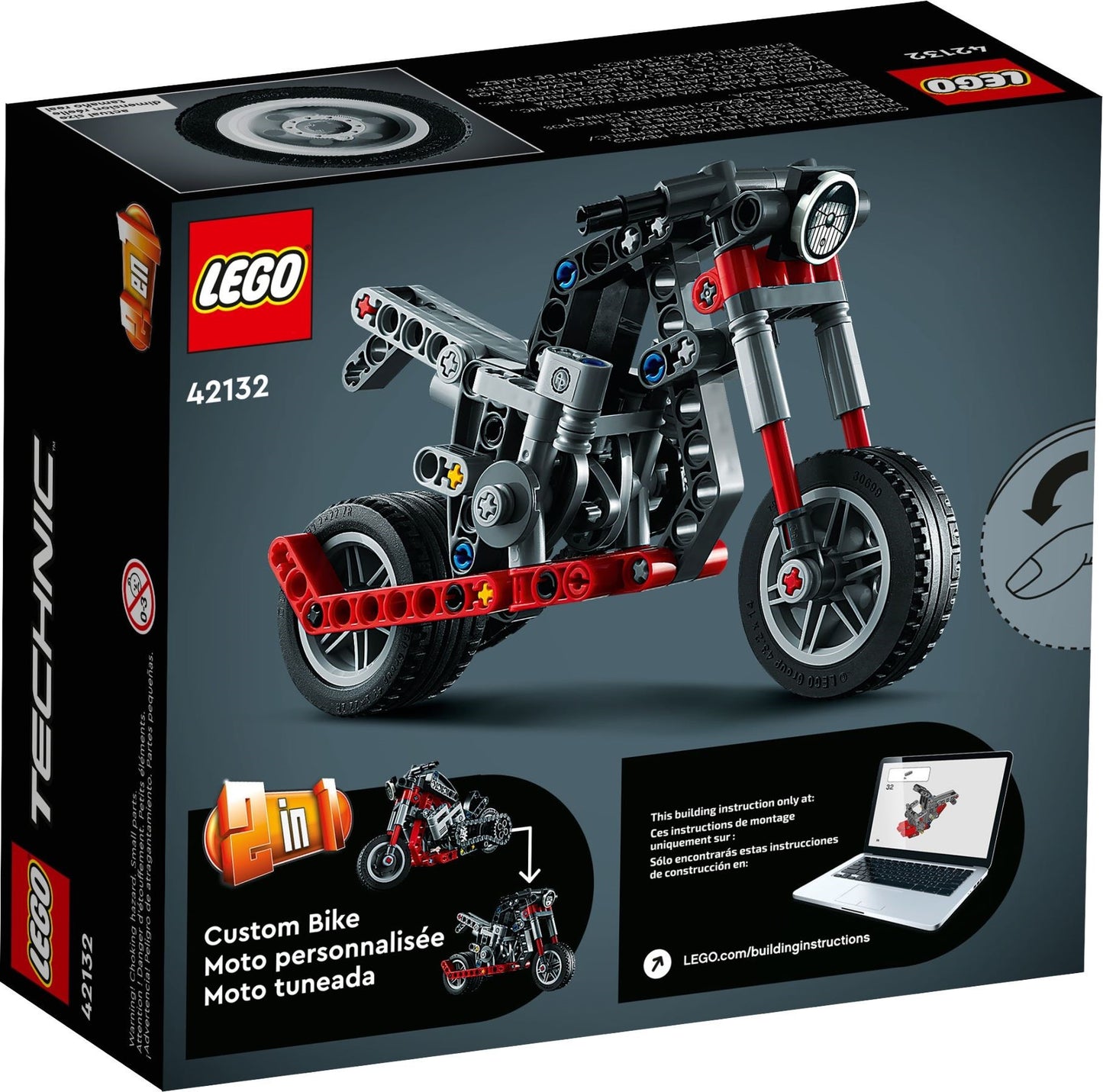 LEGO Technic: Technic Motorcycle 42132 Model Building Kit; Give Kids a Treat with This Motorcycle Model; 2-in-1 Toy for Kids Aged 7+ (163 Pieces) (42132) - New Sealed - set details