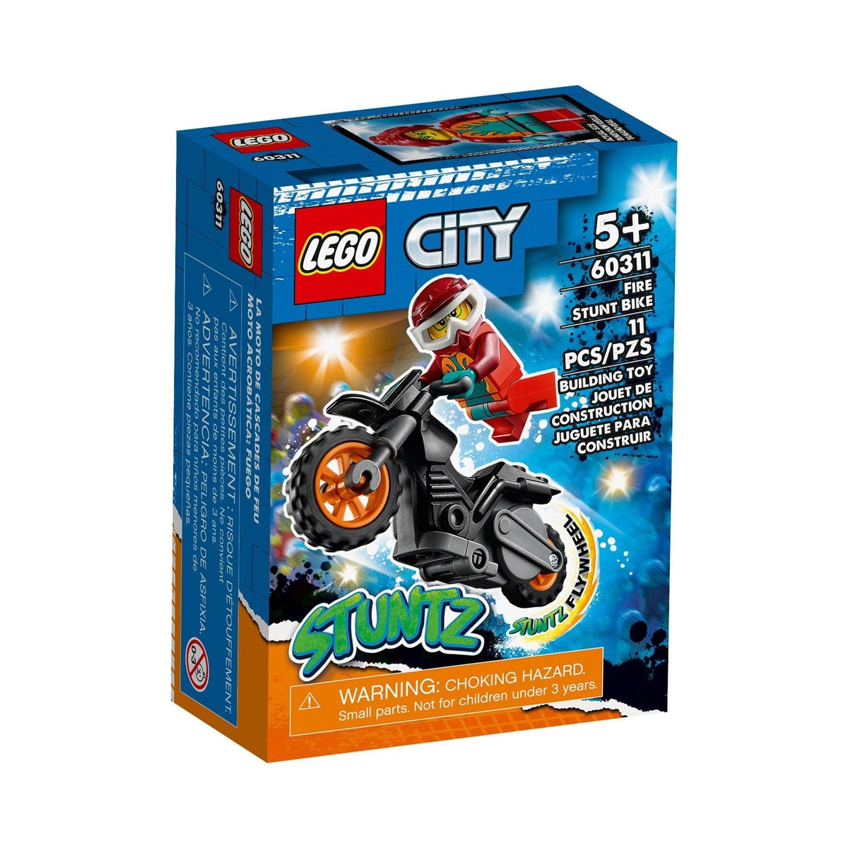 LEGO City: 60311 City Stuntz Fire Stunt Bike Show with Flywheel-Powered Toy Motorbike and Firefighter Racer Minifigure, Gift for Boys & Girls age 5 plus (60311) - New Sealed - box front