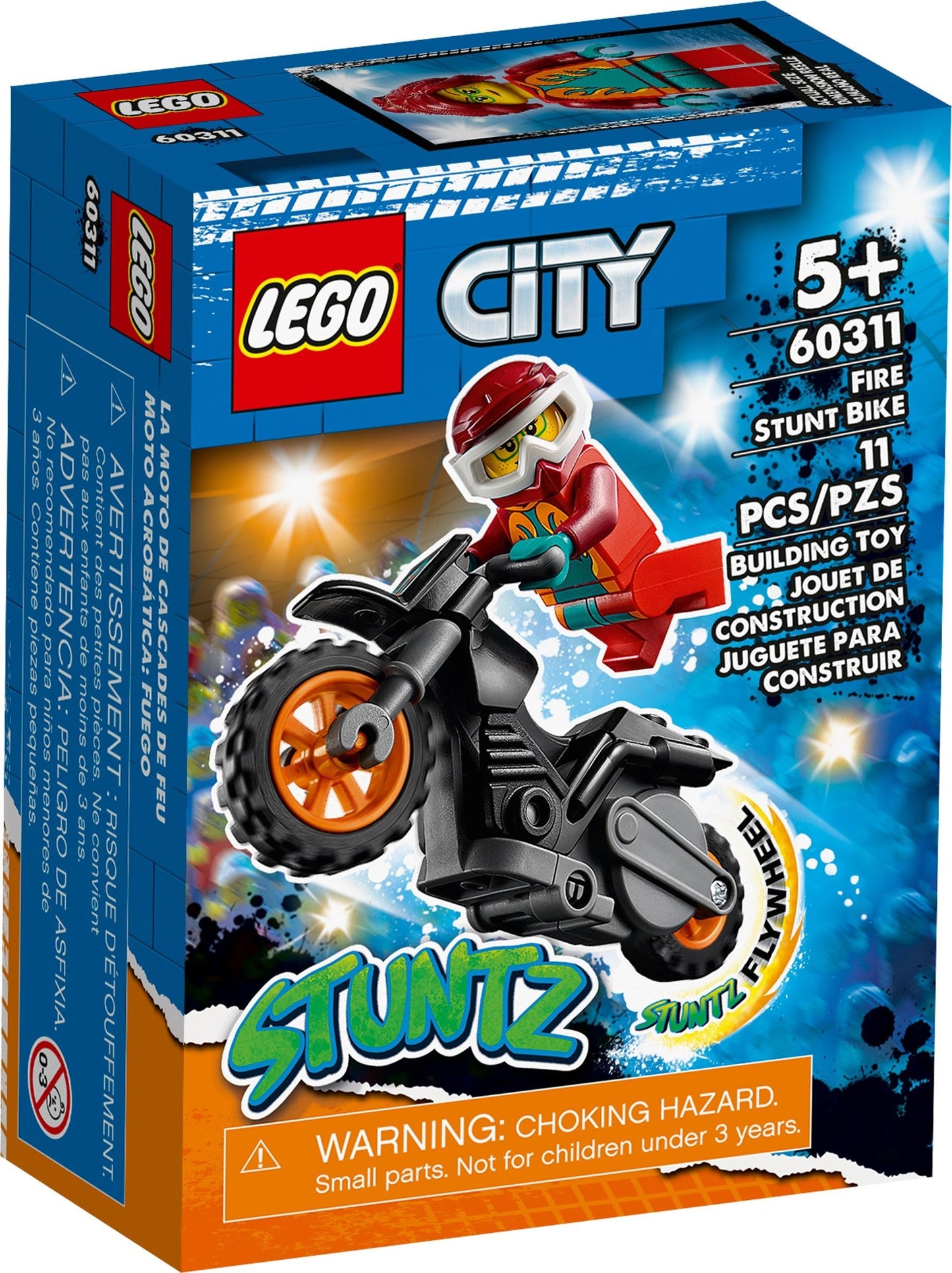 LEGO City: 60311 City Stuntz Fire Stunt Bike Show with Flywheel-Powered Toy Motorbike and Firefighter Racer Minifigure, Gift for Boys & Girls age 5 plus (60311) - New Sealed - box front