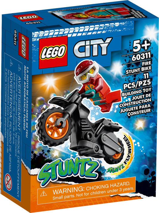 LEGO City: 60311 City Stuntz Fire Stunt Bike Show with Flywheel-Powered Toy Motorbike and Firefighter Racer Minifigure, Gift for Boys & Girls age 5 plus (60311) - New Sealed - box front