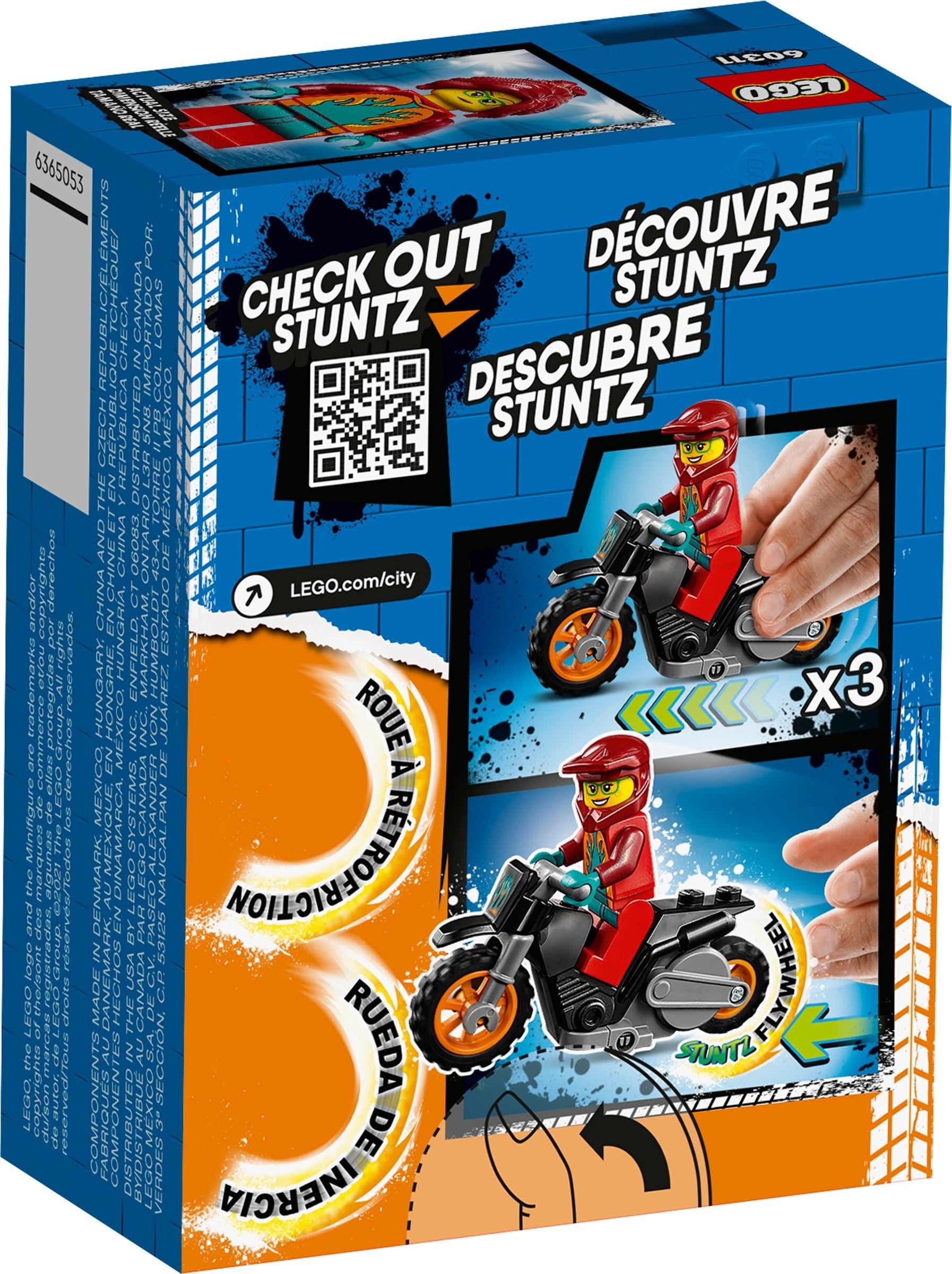 LEGO City: 60311 City Stuntz Fire Stunt Bike Show with Flywheel-Powered Toy Motorbike and Firefighter Racer Minifigure, Gift for Boys & Girls age 5 plus (60311) - New Sealed - close-up