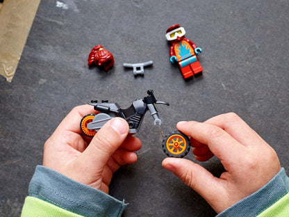 LEGO City: 60311 City Stuntz Fire Stunt Bike Show with Flywheel-Powered Toy Motorbike and Firefighter Racer Minifigure, Gift for Boys & Girls age 5 plus (60311) - New Sealed - rear view