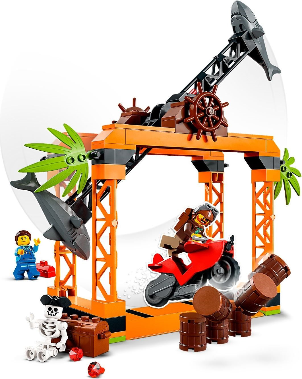 LEGO City: 60342 City Stuntz The Shark Attack Stunt Challenge Adventure Series Toy with Flywheel Powered Stunt Bike & Racer Minifigure, Toys for Kids 5 Plus Year Old (60342) - New Sealed - built set