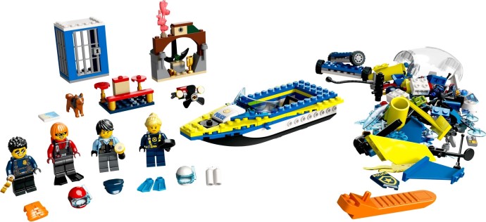 LEGO City: 60355 City Water Police Detective Missions, with Speed Boat Toy, Interactive Digital Adventure Building Game Playset with Bricks and 4 Minifigures (60355) - New Sealed - close-up