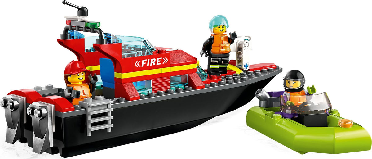 LEGO City: 60373 City Fire Rescue Boat Toy, Floats on Water, with Jetpack, Dinghy and 3 Minifigures, Everyday Hero Toys for Boys and Girls Aged 5+, Gift Idea (60373) - New Sealed - built set