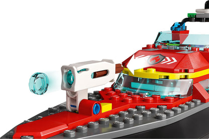 LEGO City: 60373 City Fire Rescue Boat Toy, Floats on Water, with Jetpack, Dinghy and 3 Minifigures, Everyday Hero Toys for Boys and Girls Aged 5+, Gift Idea (60373) - New Sealed - minifigures