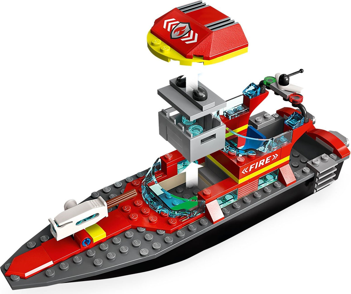 LEGO City: 60373 City Fire Rescue Boat Toy, Floats on Water, with Jetpack, Dinghy and 3 Minifigures, Everyday Hero Toys for Boys and Girls Aged 5+, Gift Idea (60373) - New Sealed - alternate view