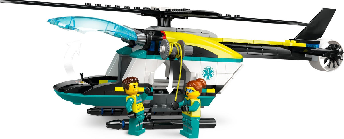 LEGO City: City Emergency Rescue Helicopter Toy for 6 Plus Year Old Boys & Girls, Vehicle Building Set with Winch, Spinnable Rotors and 3 Minifigures for Imaginative Play, Fun Birthday Gift for Kids 60405 (60405) - New Sealed - set details