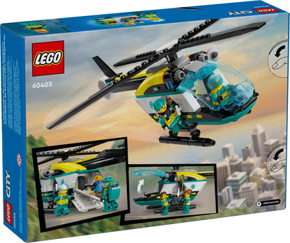 LEGO City: City Emergency Rescue Helicopter Toy for 6 Plus Year Old Boys & Girls, Vehicle Building Set with Winch, Spinnable Rotors and 3 Minifigures for Imaginative Play, Fun Birthday Gift for Kids 60405 (60405) - New Sealed - close-up