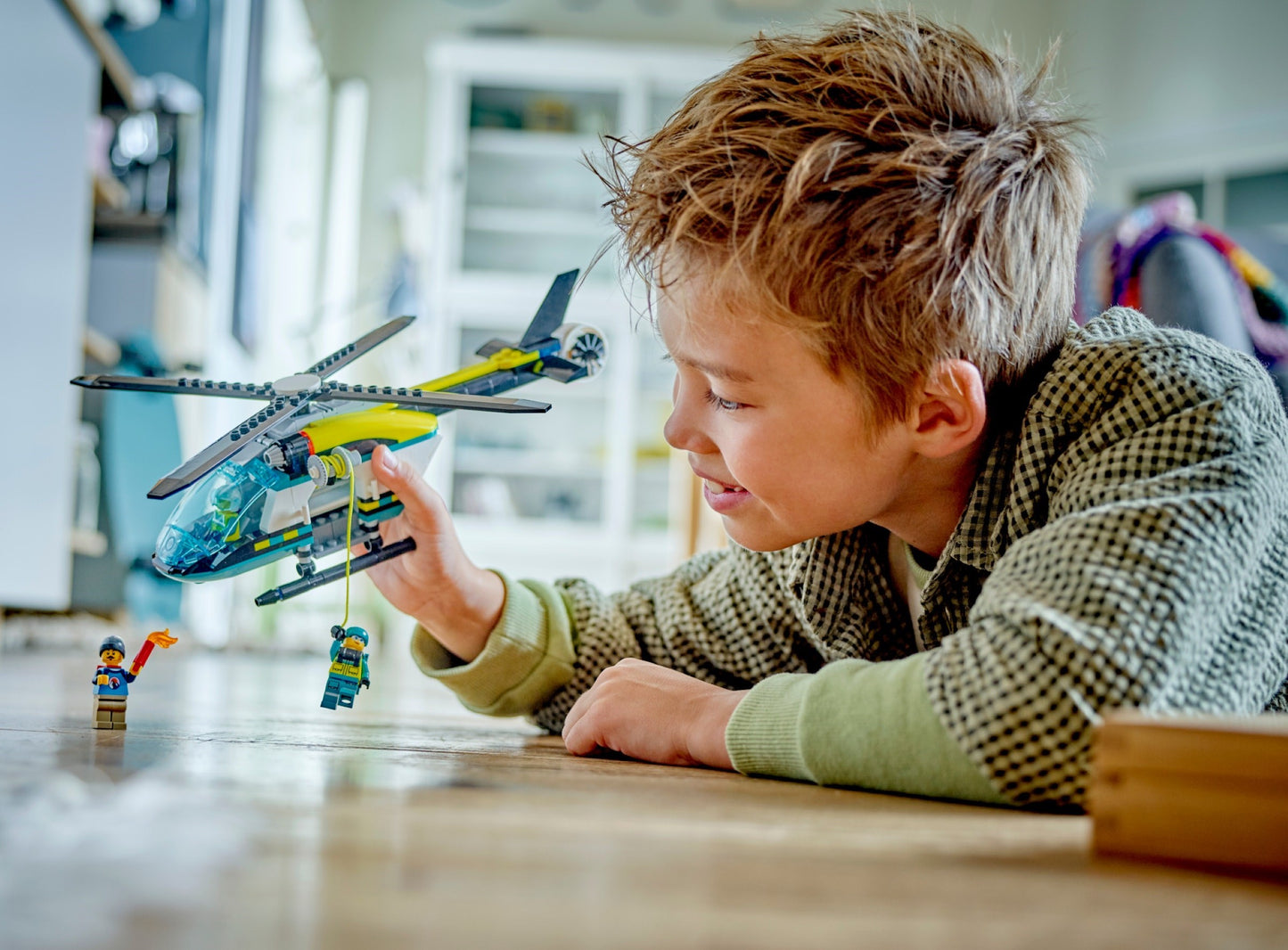 LEGO City: City Emergency Rescue Helicopter Toy for 6 Plus Year Old Boys & Girls, Vehicle Building Set with Winch, Spinnable Rotors and 3 Minifigures for Imaginative Play, Fun Birthday Gift for Kids 60405 (60405) - New Sealed - rear view