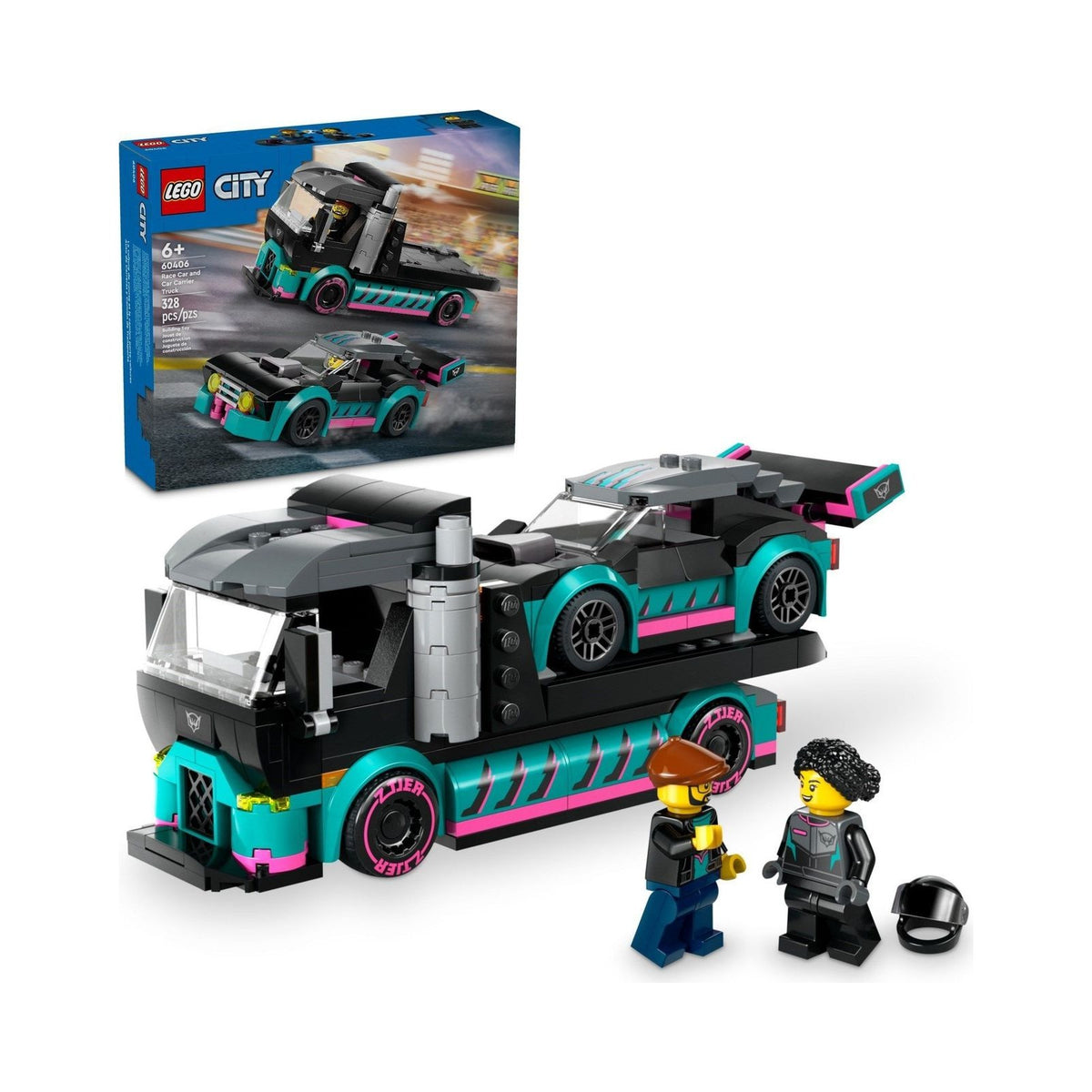 LEGO City: Race Car and Car Carrier Truck (60406) - New Sealed - built set