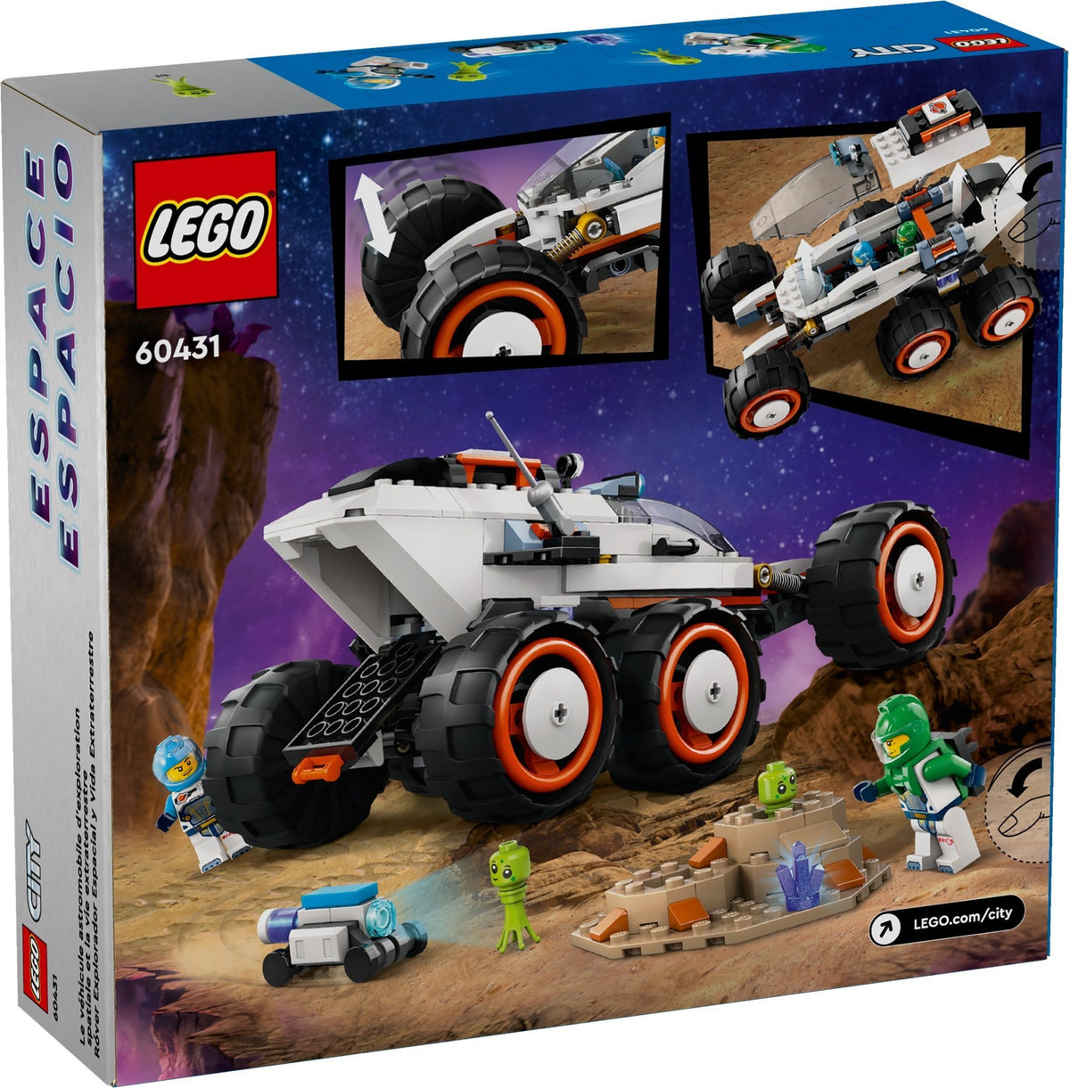 LEGO City: City Space Explorer Rover and Alien Life Building Toys Set for 6 Plus Year Old Boys, Girls & Kids with Astronaut Minifigures, Toy Robot and Alien Figures for Imaginative Play, Birthday Gift 60431 (60431) - New Sealed - alternate view