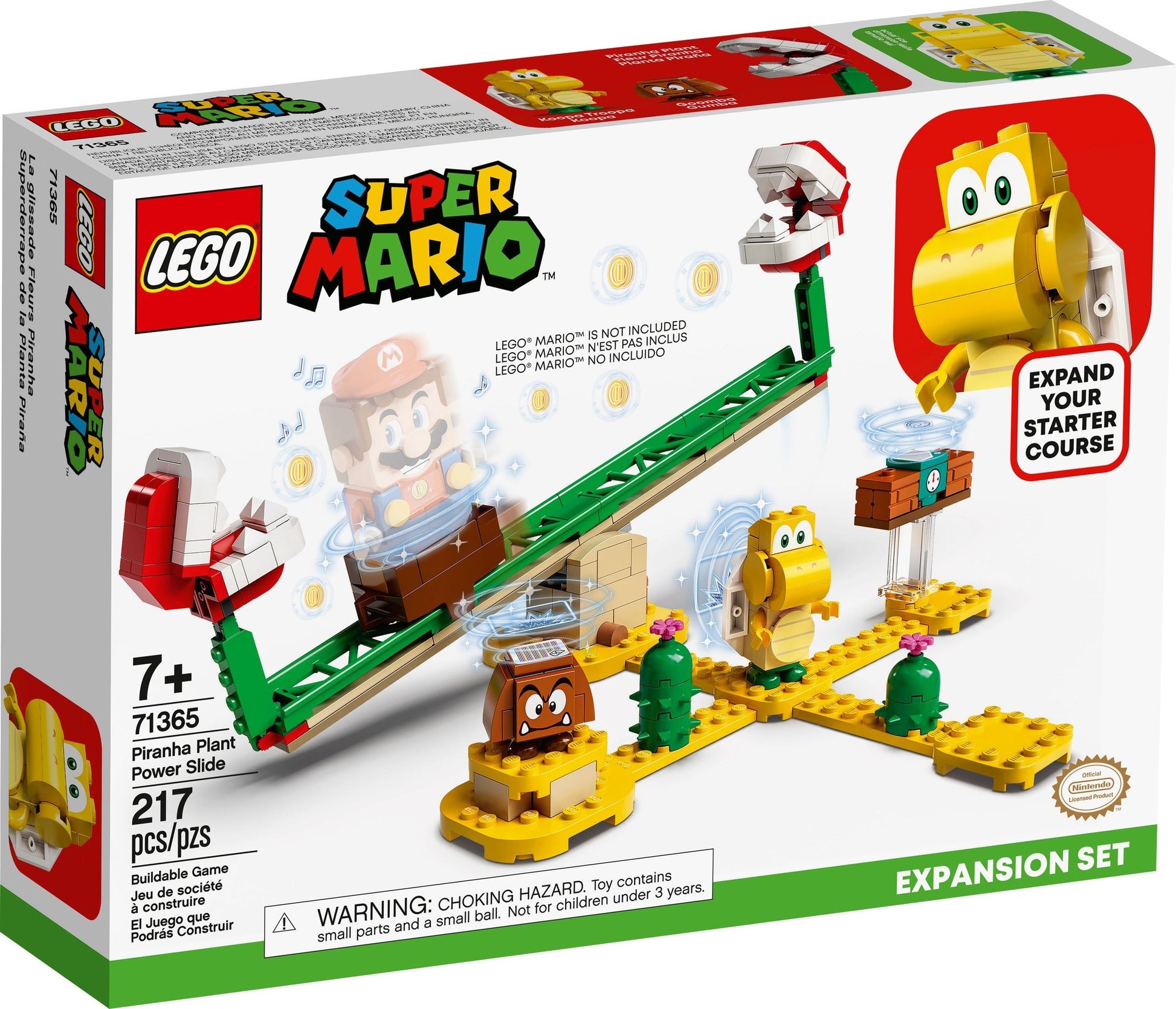 LEGO Super Mario: Super Mario Piranha Plant Power Slide Expansion Set 71365; Building Kit for Kids to Combine with The Super Mario Adventures with Mario Starter Course (71360) Playset, New 2020 (217 Pieces) (71365) - New Sealed - box front
