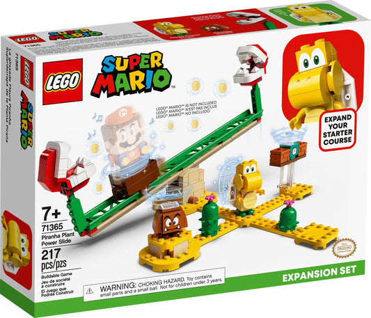 LEGO Super Mario: Super Mario Piranha Plant Power Slide Expansion Set 71365; Building Kit for Kids to Combine with The Super Mario Adventures with Mario Starter Course (71360) Playset, New 2020 (217 Pieces) (71365) - New Sealed - box front