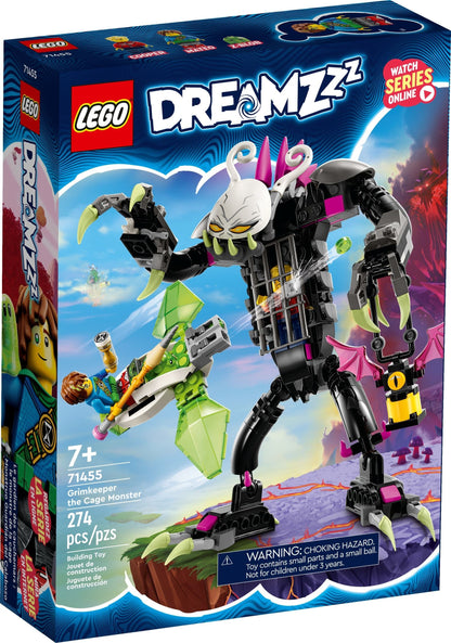 LEGO Dreamzzz: DREAMZzz 2-in-1 Grimkeeper the Cage Monster Figure Set, Transform Z-Blob into Mini-Plane or Hoverbike, With Minifigures from the TV Show, Toys for 7+ Years Old Kids, Boys, Girls 71455 (71455) - New Sealed - box front