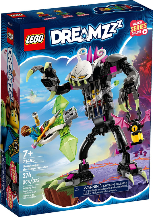 LEGO Dreamzzz: DREAMZzz 2-in-1 Grimkeeper the Cage Monster Figure Set, Transform Z-Blob into Mini-Plane or Hoverbike, With Minifigures from the TV Show, Toys for 7+ Years Old Kids, Boys, Girls 71455 (71455) - New Sealed - box front