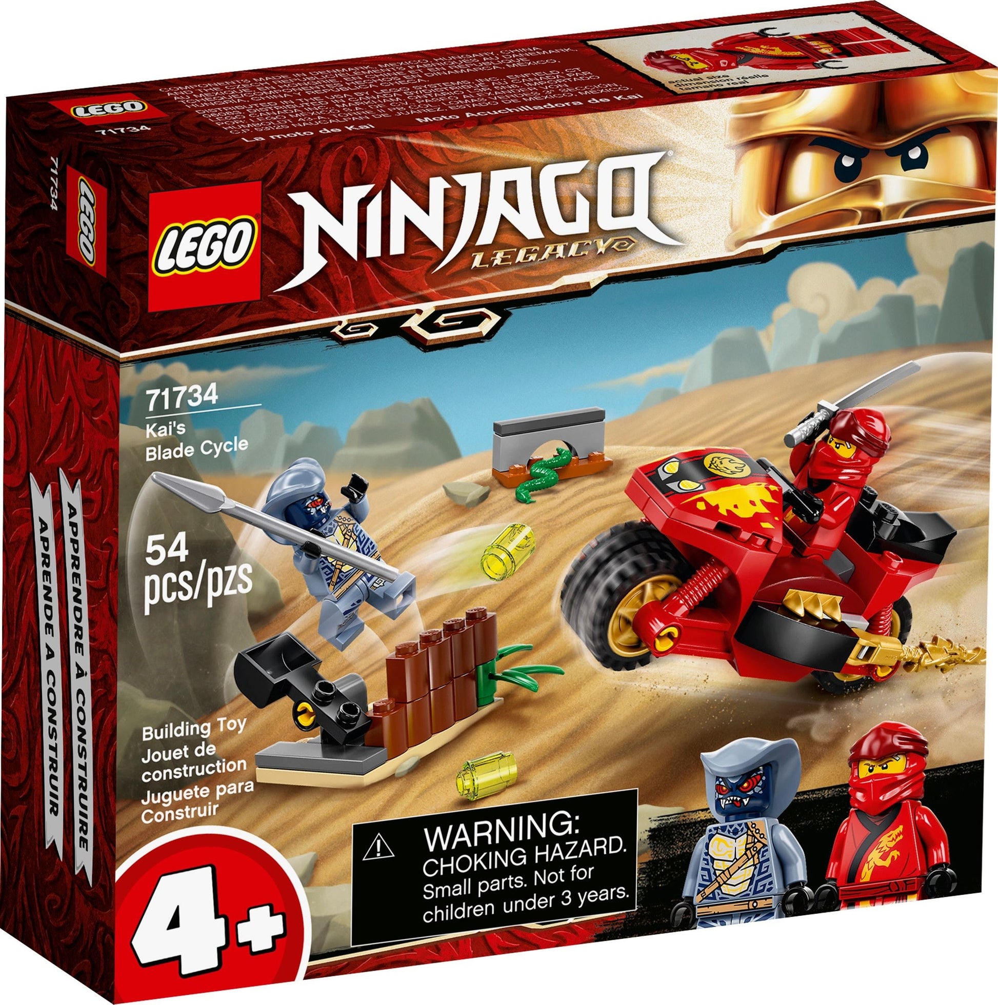 LEGO Ninjago: NINJAGO Legacy Kai’s Blade Cycle 71734 Ninja Motorcycle Playset Building Kit, Featuring NINJAGO Kai and a Snake; New 2021 (54 Pieces) (71734) - New Sealed - box front