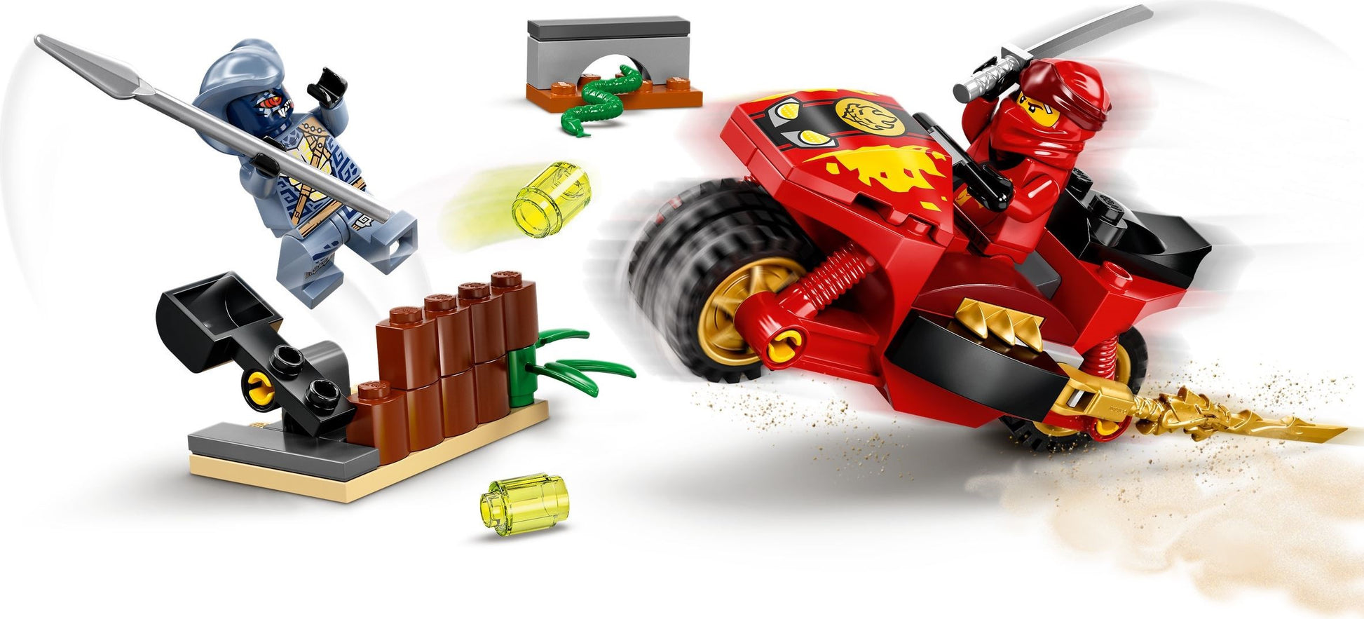 LEGO Ninjago: NINJAGO Legacy Kai’s Blade Cycle 71734 Ninja Motorcycle Playset Building Kit, Featuring NINJAGO Kai and a Snake; New 2021 (54 Pieces) (71734) - New Sealed - minifigures