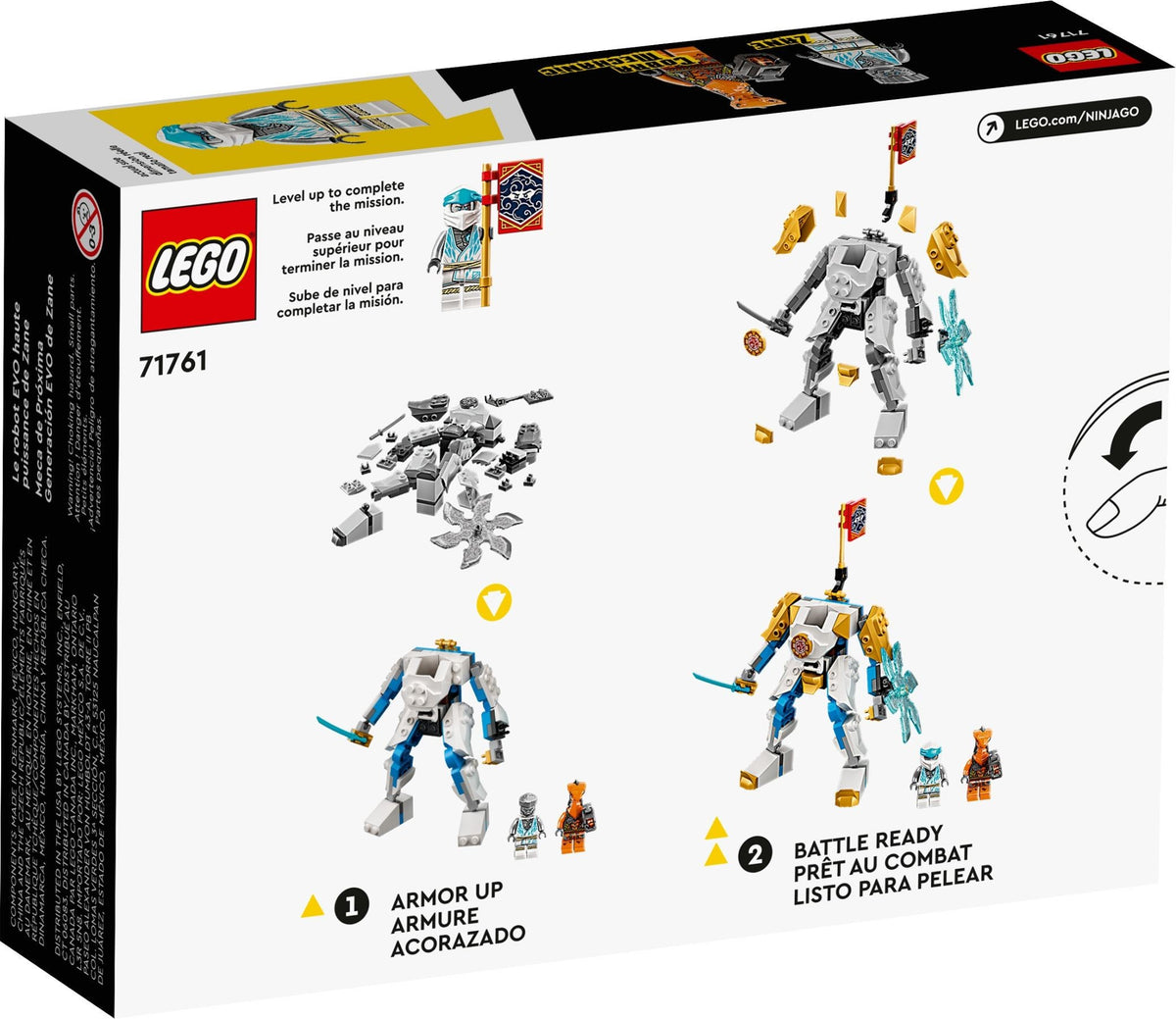 LEGO Ninjago: NINJAGO Zane’s Power Up Mech EVO 71761 Playset Featuring Ninja Battle Toys, NINJAGO Zane and a Snake Figure; Creative Building Kit for Ninja Fans Aged 6+ (95 Pieces) (71761) - New Sealed - set details