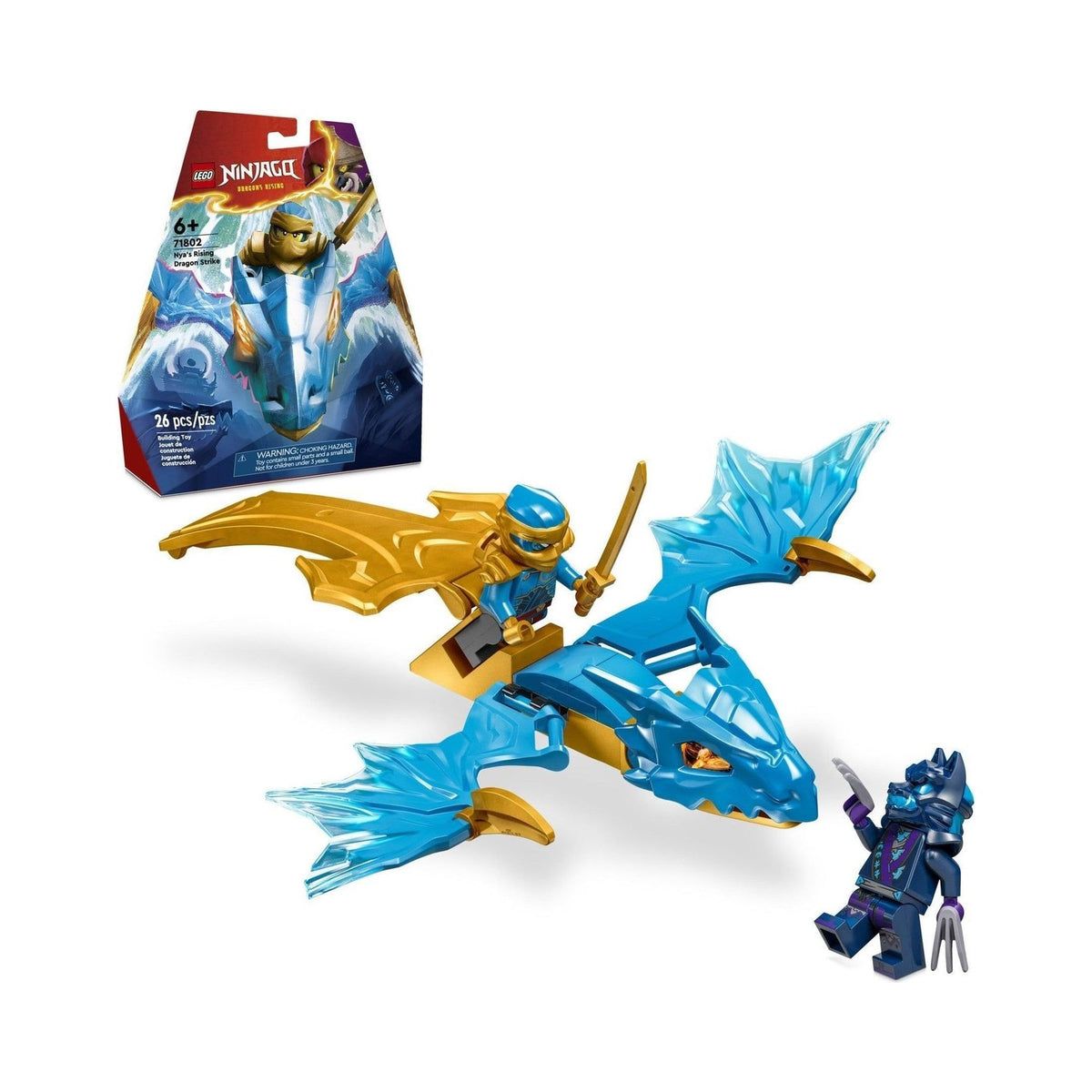LEGO Ninjago: NINJAGO Nya’s Rising Dragon Strike Model, Toy Figure Building Set for 6 Plus Year Old Girls, Boys & Kids with Ninja Character Nya Minifigure and Katana Sword Accessory, Birthday Gift Idea 71802 (71802) - New Sealed - box front