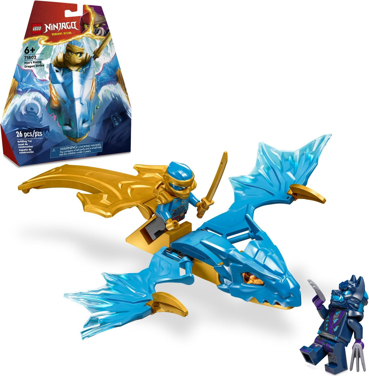LEGO Ninjago: NINJAGO Nya’s Rising Dragon Strike Model, Toy Figure Building Set for 6 Plus Year Old Girls, Boys & Kids with Ninja Character Nya Minifigure and Katana Sword Accessory, Birthday Gift Idea 71802 (71802) - New Sealed - box front