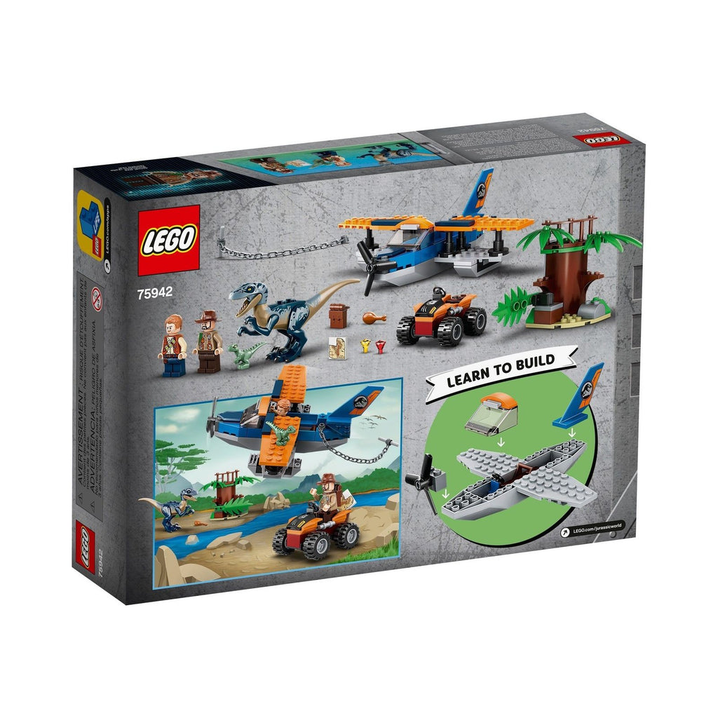 LEGO Jurassic World: Velociraptor: Biplane Rescue Mission (75942) - New Sealed - rear view